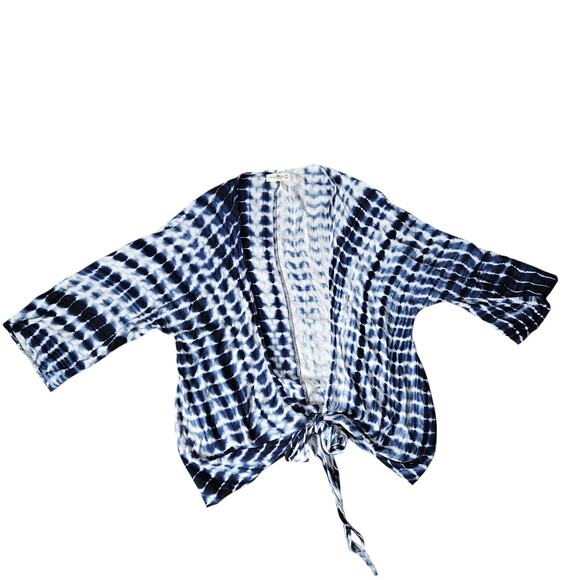 Natural Life Womens OS Tie Dye Beach Coastal Tie Front Kimono Boho Resort Beach - Picture 3 of 14